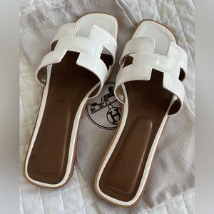 Hermes Sandals White